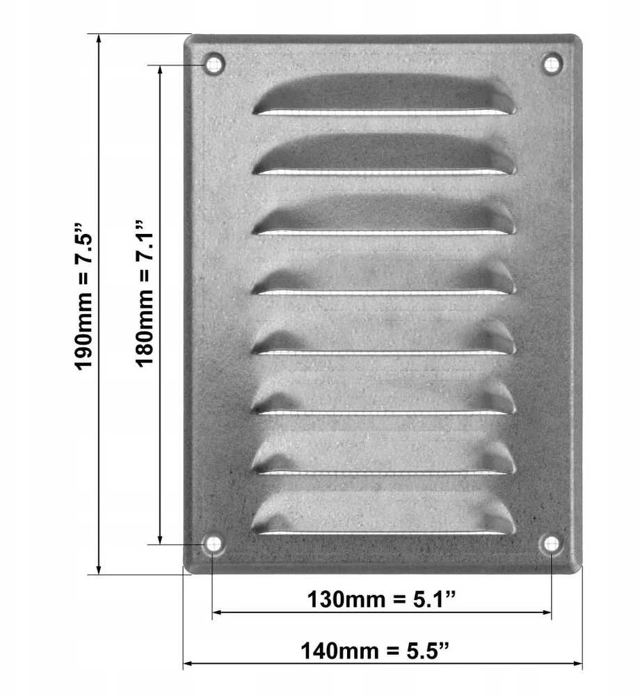 Ventiliacijos grotelės EUROPLAST MR1419ZN, 140 x 190 mm