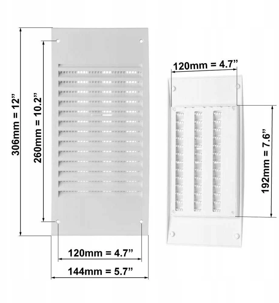 Plastikinės grotelės EUROPLAST N30R, 140 x 300 mm