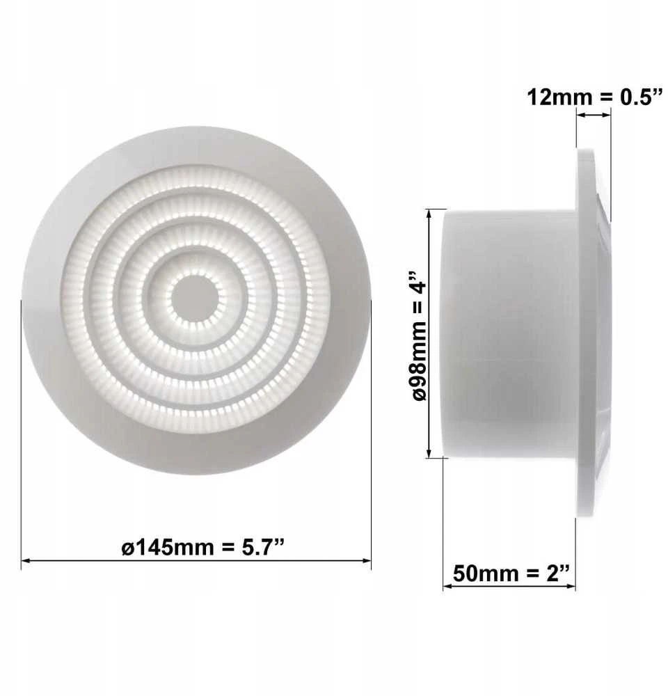 Ventiliacijos grotelės luboms EUROPLAST NGA100, D100