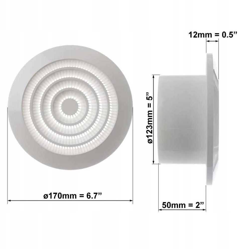 Ventiliacijos grotelės luboms EUROPLAST NGA125, D125