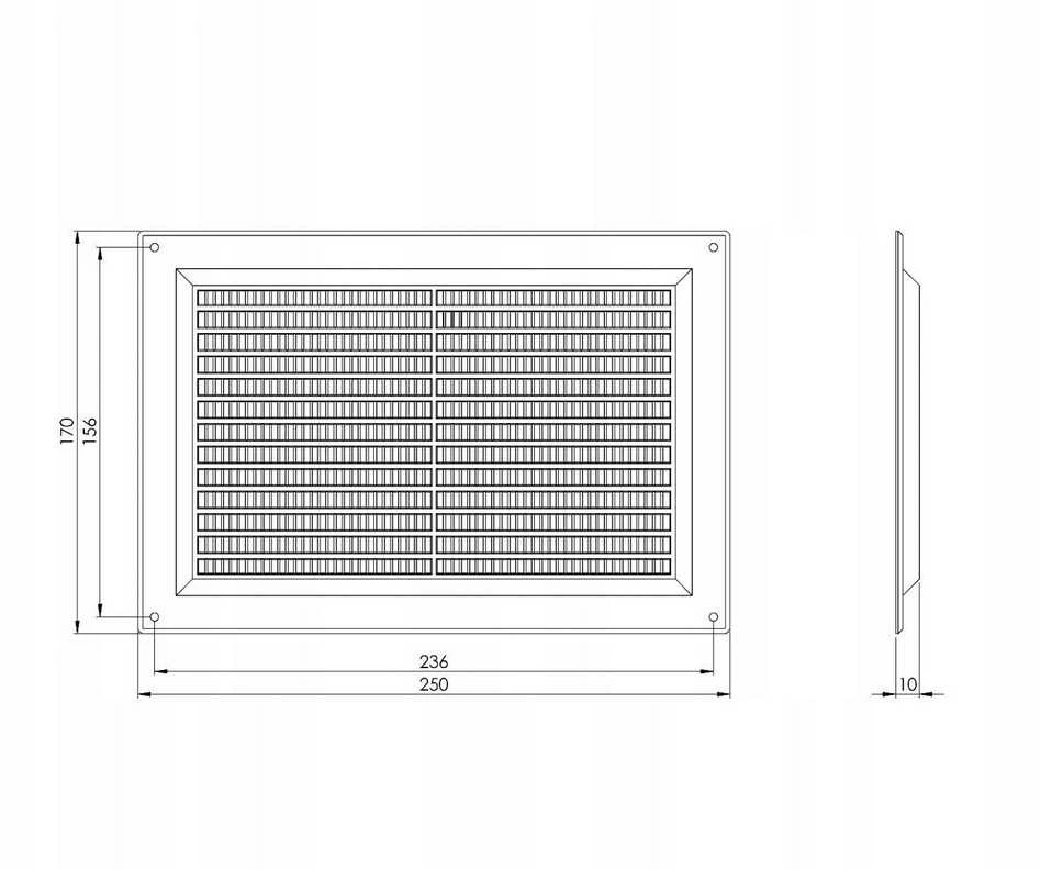 Ventiliacijos grotelės EUROPLAST VR2517B, 250 x 170 mm
