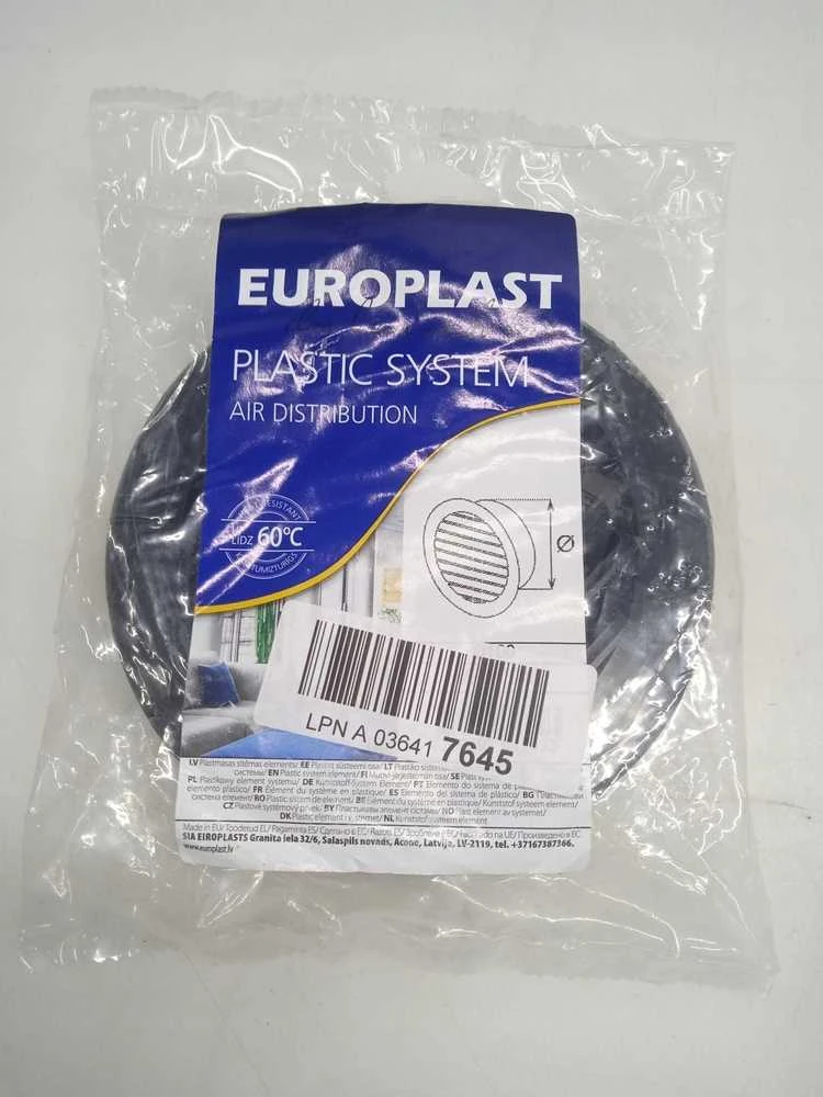 Plast. ventiliacijos grotelės EUROPLAST VR100M, D100, juodos