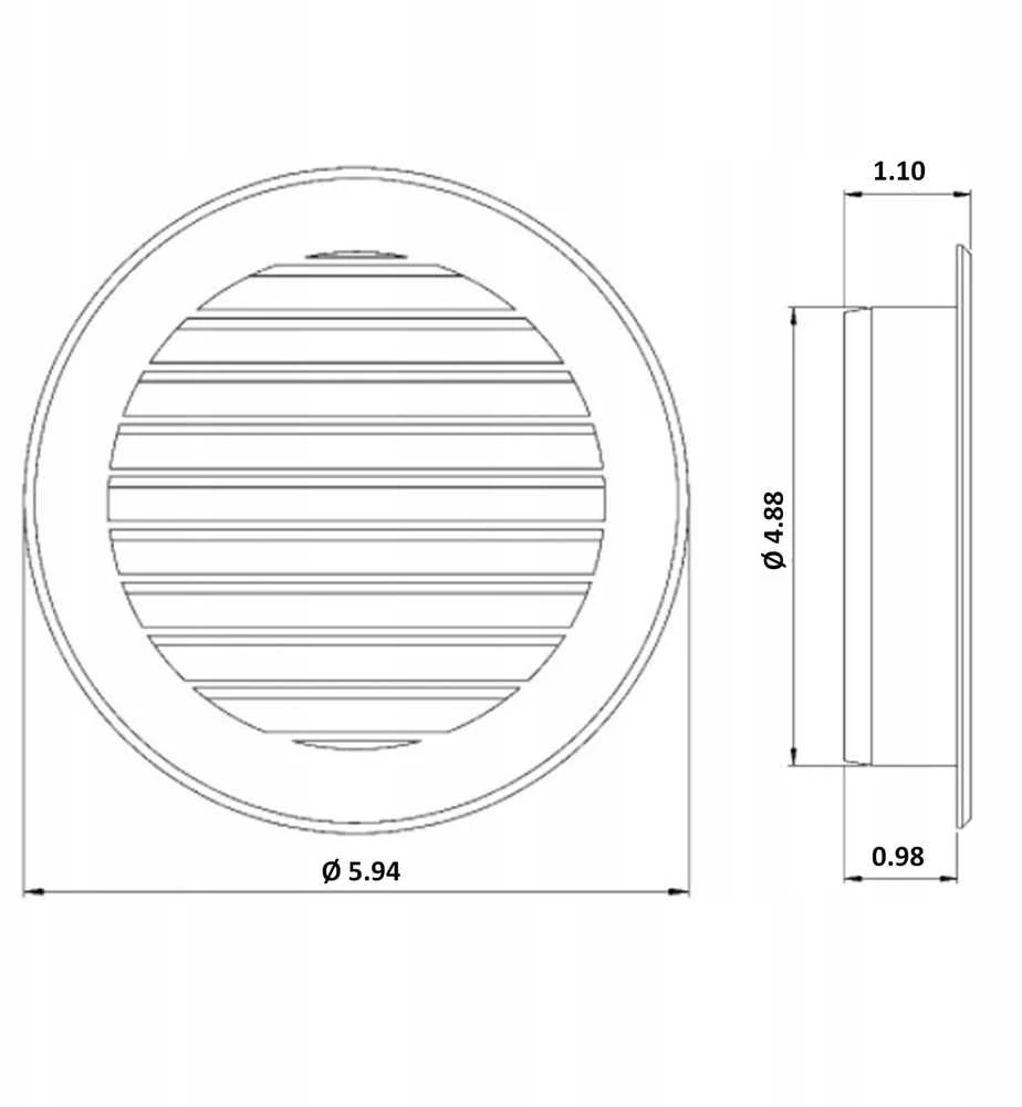 Plast. ventiliacijos grotelės EUROPLAST VR125, D125, baltos