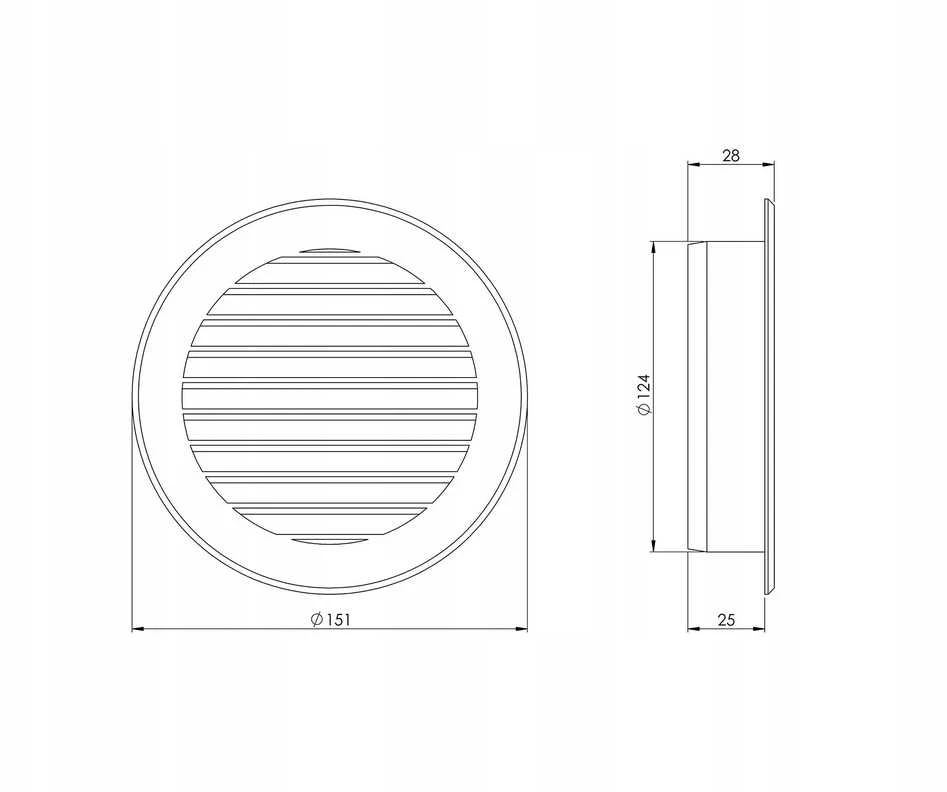 Plast. ventiliacijos grotelės EUROPLAST VR125P, D125, pilkos