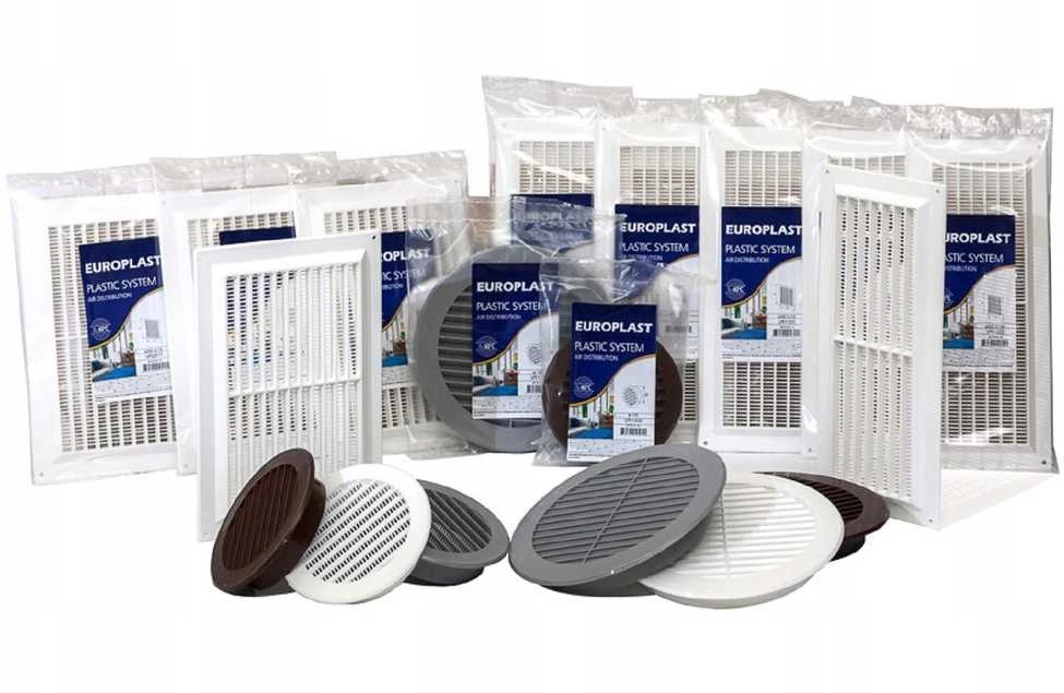 Plast. ventiliacijos grotelės EUROPLAST VR150, D150, baltos