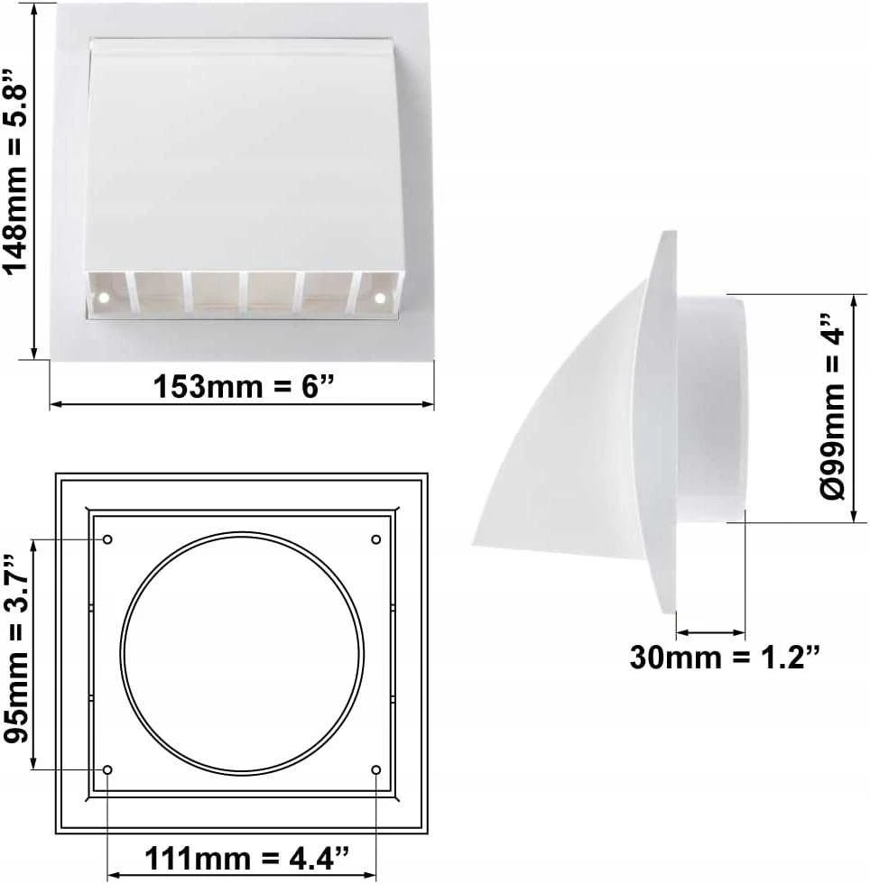 Išorinės ventiliacijos grotelės EUROPLAST ND10FV, baltos