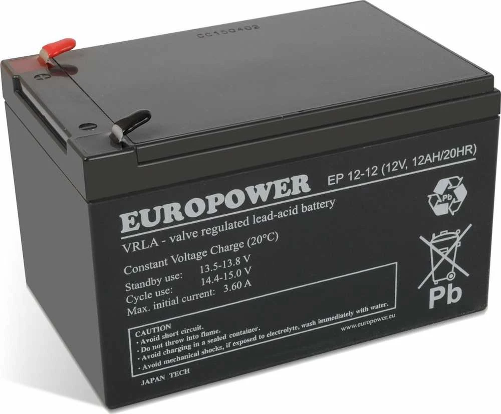 EUROPOWER AGM akumuliatorius EP serija 12V 12Ah (tarnavimo laikas 6-9 metai)