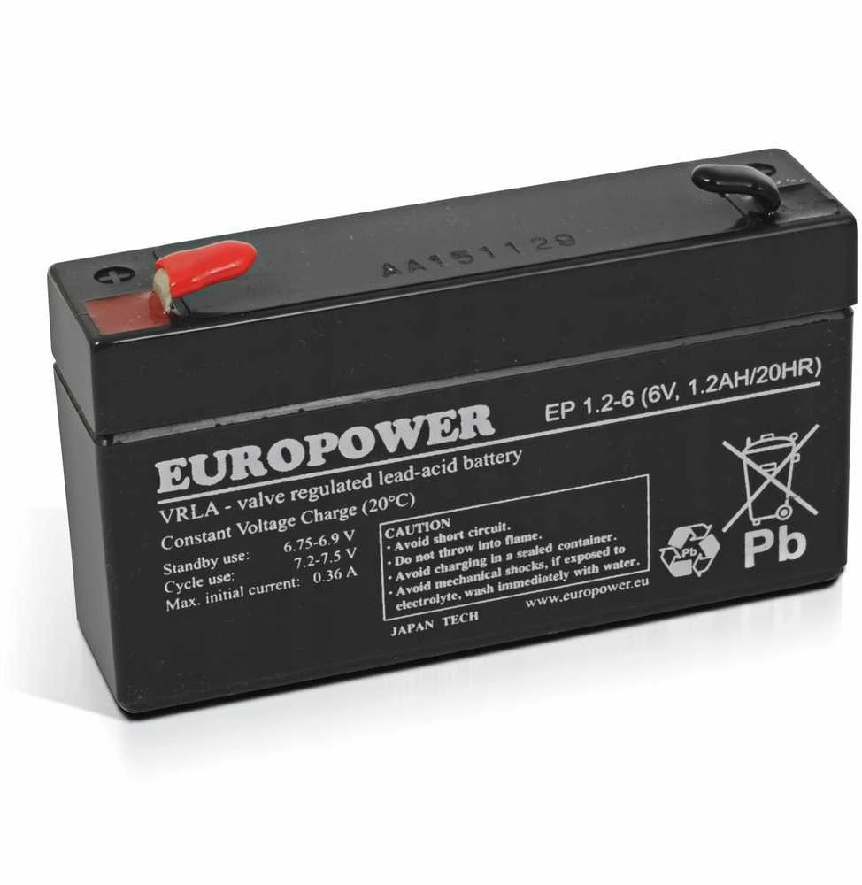 Europower 6V 1.2Ah švino baterija su terminalo apsauga
