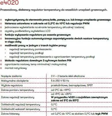 Euroster Laidinis, dienos temperatūros reguliatorius e4020