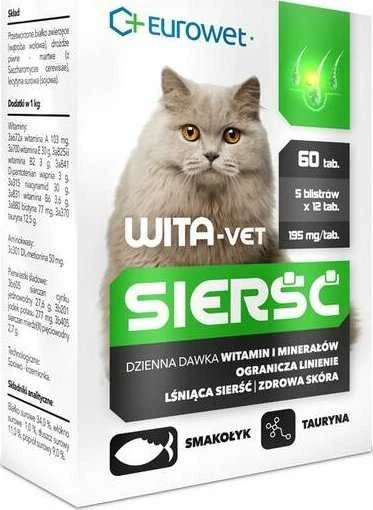 Wita-Vet papildai katėms – pakuotė su šono informacija