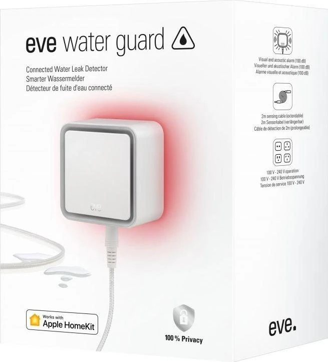Eve Water Guard nuotėkio detektorius su raudonu šviesos signalu