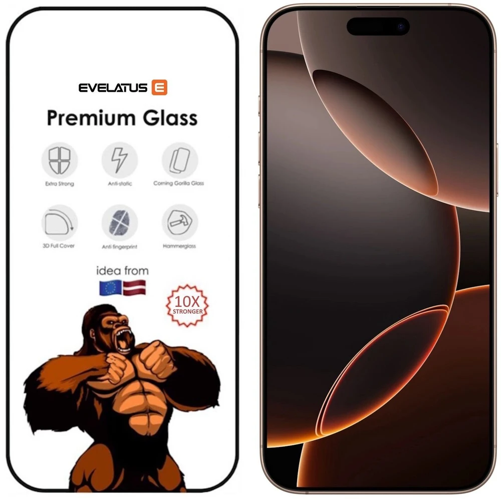 EVE iPhone 16 Pro Max Corning Gorilla Glass antistatinis 3D pilnas dėklas