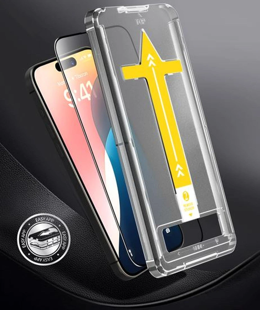 Evelatus 3D Pilns Pārklājums Stikls iPhone 15 Corning Gorilla Stikls 10X Izturīgāks Antistatiskais Melnais Rāmjis