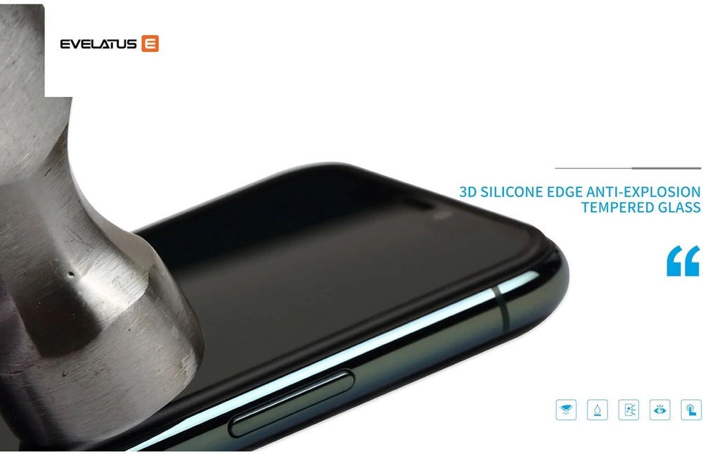 Evelatus Apsauginis stiklas Apple iPhone 15 Rubber Anti-Broken 3D Glass Full Cover Japan Glue Anti-Static EVEAPP15RG