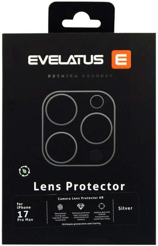 Evelatus Apsauginis stiklas Apple iPhone 17 Pro Max Full body camera lens protection premium Sidabrinis EVEAPP17PMFCLPPS