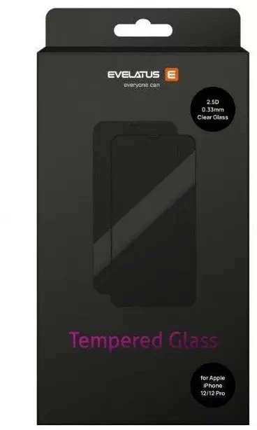 Evelatus Apsauginis stiklas Apple iPhone 12/12 Pro 0.33 Flat Clear Glass Japan Glue Anti-Static (EVE004804)