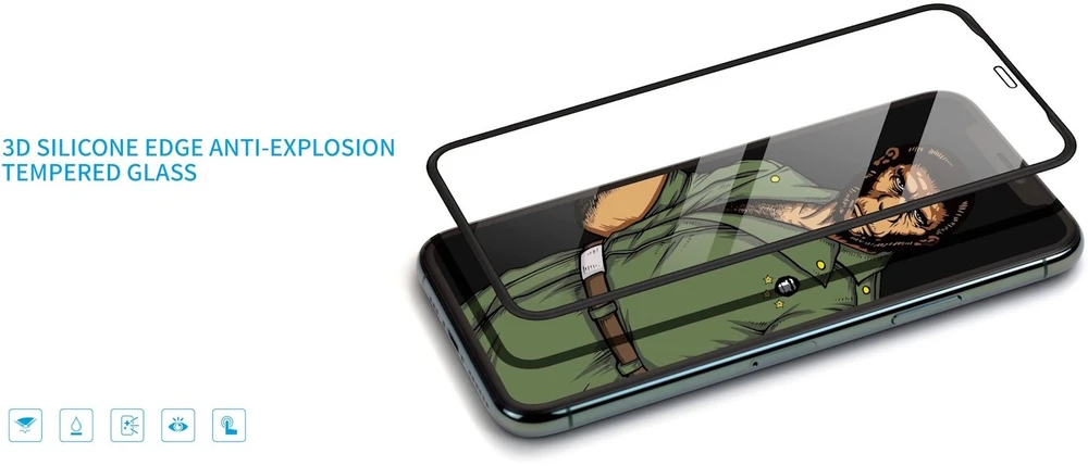 Evelatus Apsauginis stiklas Apple iPhone 16 Plus Rubber Anti-Broken 3D Glass Full Cover Japan Glue Anti-Static Juodas (EVEAP16PPLRG)