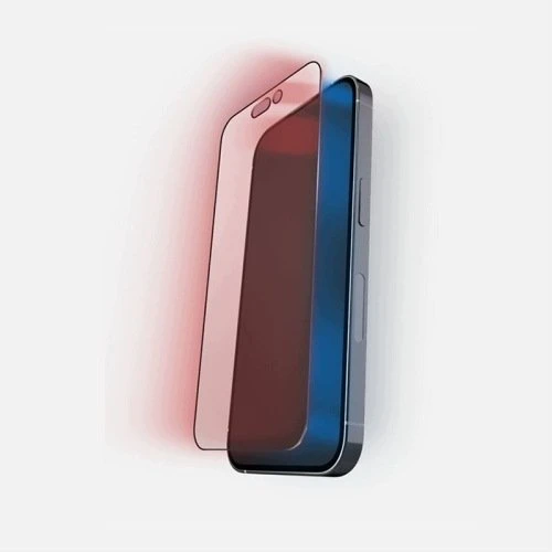 Evelatus BodyGuardz Raudona light Converter Glass - szkło ochronne su konwerterem światła niebieskiego do iPhone 17e / 16e / 14 / 13 Pro / 13 (BSLCA1400C024FS)