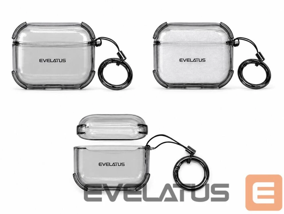Evelatus Dėklas na ausinės Apple AirPods 4 TPU apsauginis dėklas permatomas Juodas EVEAIRP4TPCTB