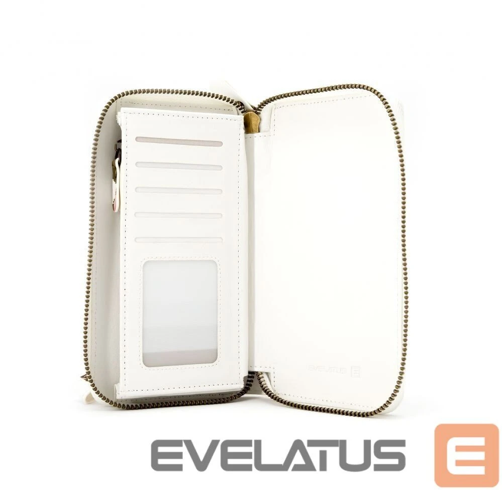 Evelatus Eco Ādas Zipper Maks ar magnētisku telefona fiksāciju & rokas fiksējošu Puķu Balts