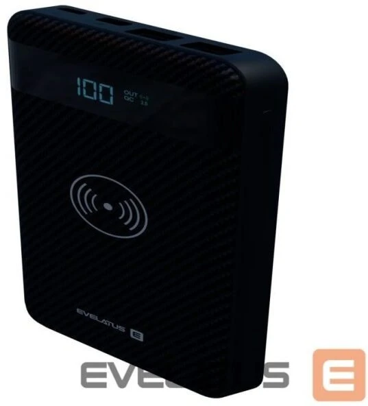 Evelatus EPB05 10000mAh Power Bank X2 USB / Micro USB-C Lightning + 10W bezvadu uzlādētājs Melns