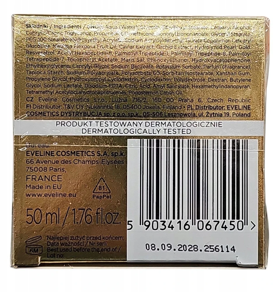 Eveline Cosmetics „Eveline 24K Gold&Caviar“ kremas dienai ir nakčiai 55+, 50 ml
