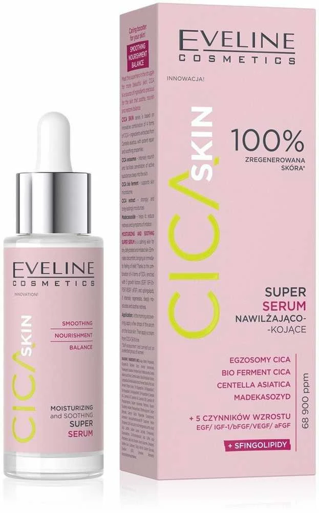 Eveline Cosmetics EVELINE CICA Skin Super drėkinamasis ir raminantis veido serumas 30 ml