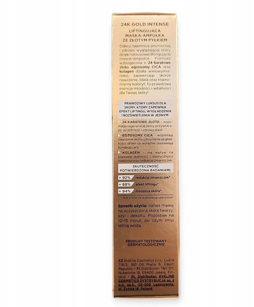 Eveline Cosmetics Eveline EVELINE 24K Gold Liftingująca kaukė - ampulė su aukso dulkėmis 50 ml