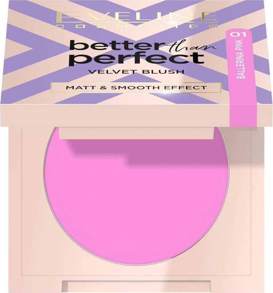Eveline Cosmetics Better Than Perfect Velvet Blush 01 Ballerina Rožinė, 2,3 g