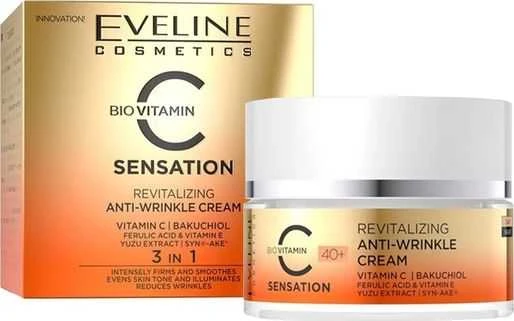 „Eveline Cosmetics Sensation“ dieninis ir naktinis veido kremas nuo senėjimo, 50 ml