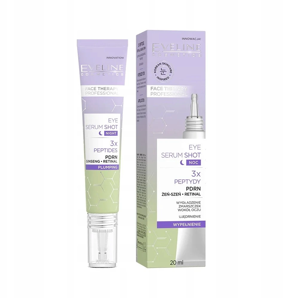 „Eveline Cosmetics“ paakių serumas – užpildanti ir regeneruojanti priemonė odai aplink akis, 20 ml.