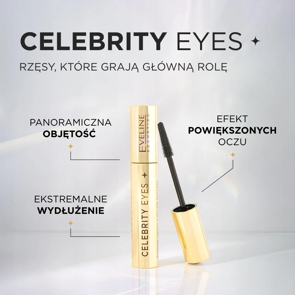 „Eveline Cosmetics Celebrity Eyes“ blakstienų tušas, ilginantis ir tankinantis, 7 ml