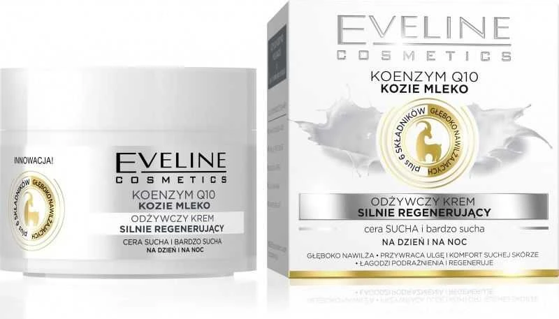 Eveline Cosmetics Eveline COENZYME Q10 ožkos pienas intensyviai regeneruojantis dieninis ir naktinis kreminis, 50 ml