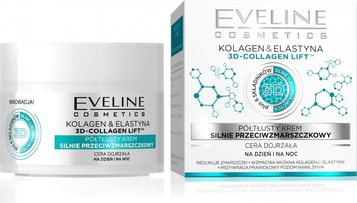 Eveline Cosmetics Eveline 3D Collagen Lift intensyvus priešraukšlinis dieninis ir naktinis kreminis kremas, 50 ml