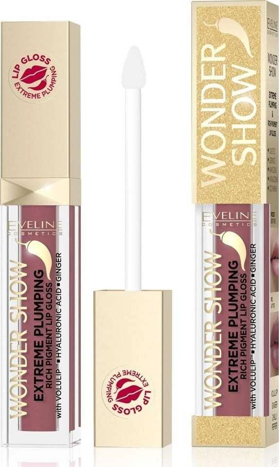 Eveline Cosmetics Wonder Show Extreme Plumping Rich Pigment Lūpų blizgis 04 Angel Kiss, 6.8 ml