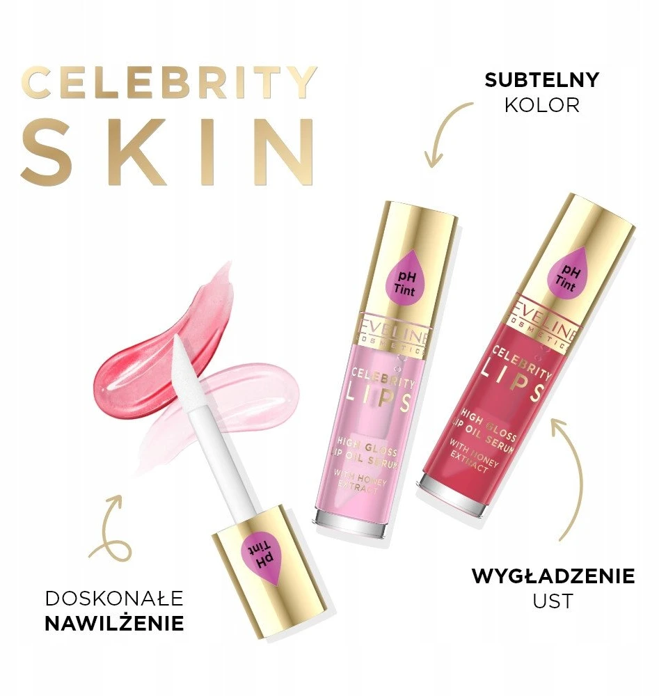 „Eveline Cosmetics Celebrity Lips“ blizgus lūpų aliejus „02 Rose“, 5 ml
