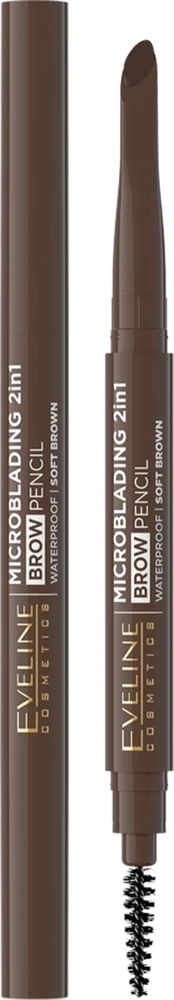 Eveline Kolorowka Eveline Cosmetics Microblading Brow pieštukas 2in1 preciziška antakių pieštukas 02 Soft Brown