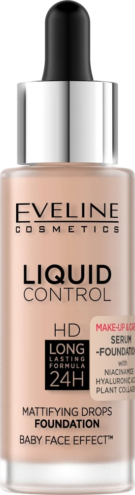 Eveline Cosmetics LIQUID CONTROL HD 003 Ivory rusvai gelsvas, 32 ml