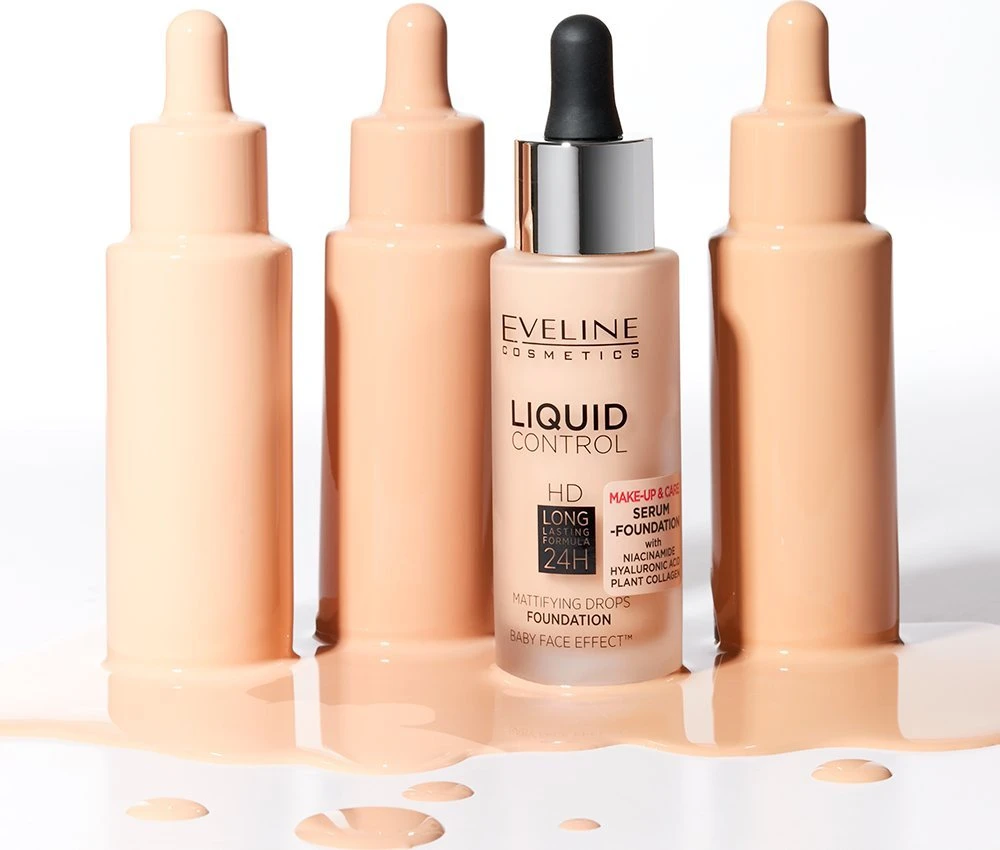 Eveline Cosmetics LIQUID CONTROL HD 003 Ivory rusvai gelsvas, 32 ml