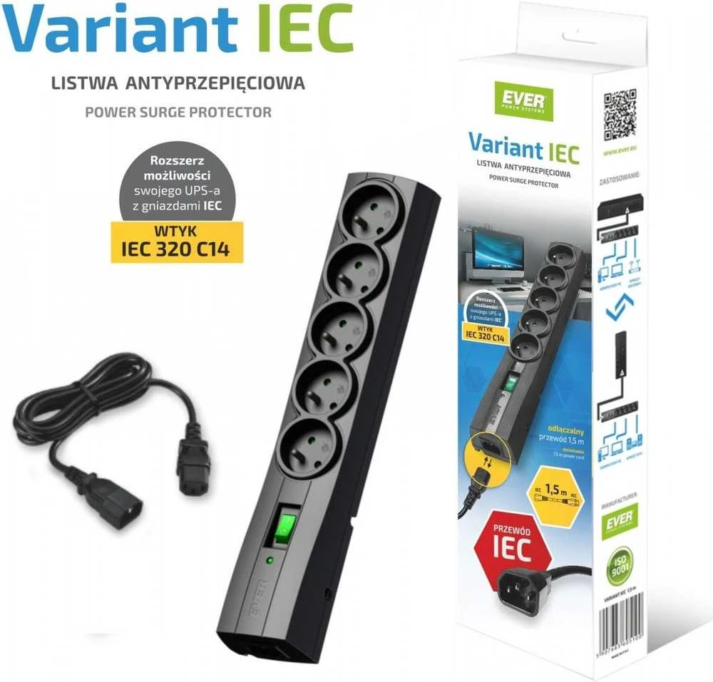 Ever Power Strip Variant 5 lizdai 1,5 m (T / LZ09-VAR020 / 0400)