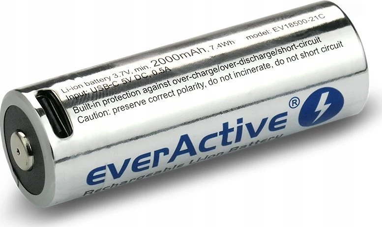 akumuliatorius everActive 18500 2100mAh USB-C !BOX