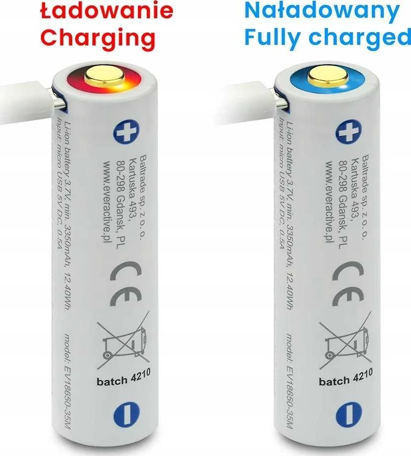 everActive USB įkraunamas 18650 3,7V 3500mAh akumuliatorius su PCM