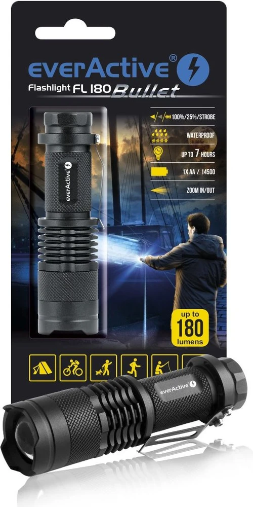 LED žibintuvėlis everActive FL-180 Bullet 3W