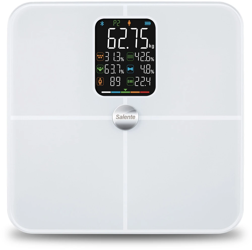 EVO Salente BodyFit, išmaniosios asmeninės diagnostinės fitneso svarstyklės, Bluetooth, baltos (BODYFIT-WH)