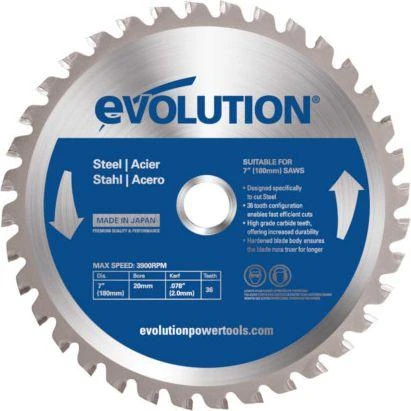Evolution TCT pjūklas plieno pjovimui 180mm 36z (EVO-180-36-S)