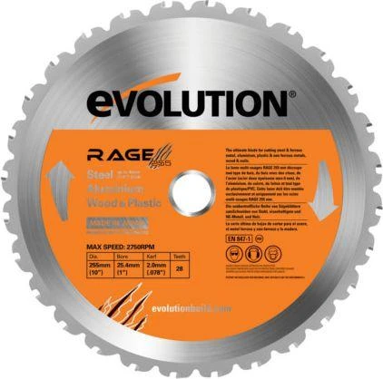 „Evolution“ daugiafunkcis TCT pjūklas „Evolution RAGE 255mm 28z“ (EVO-255-MULTI)