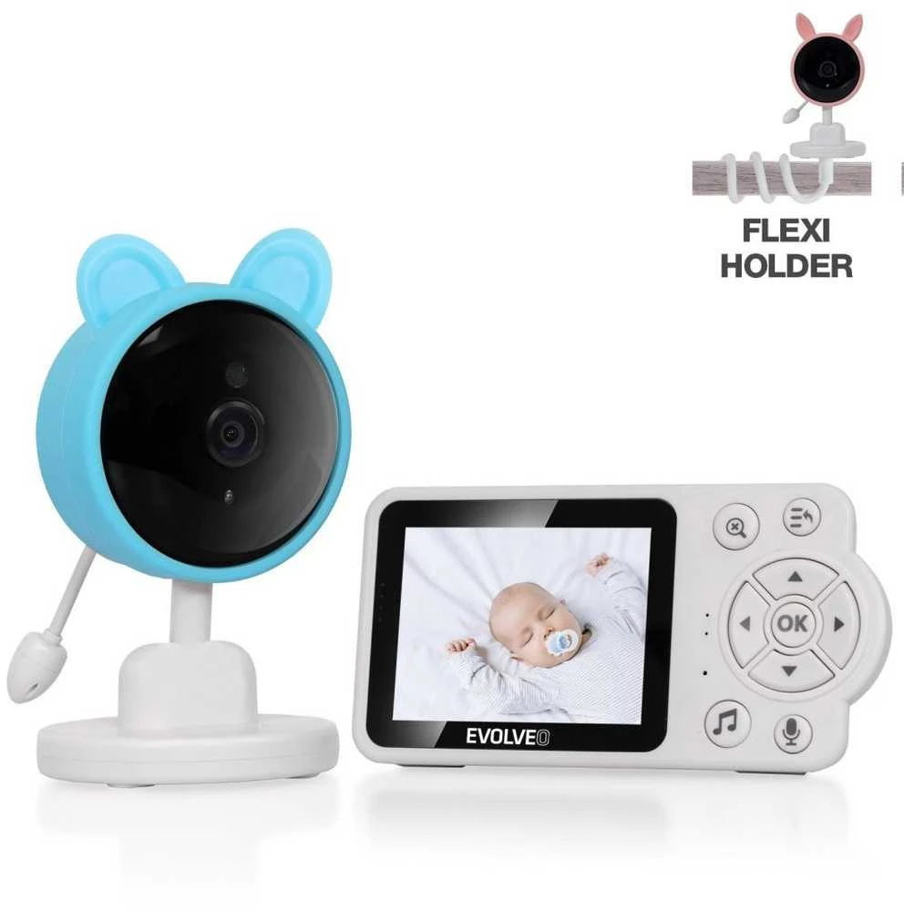 Niania Evolveo Baby Monitorius N3, LCD displej, IR přísvit, modrá