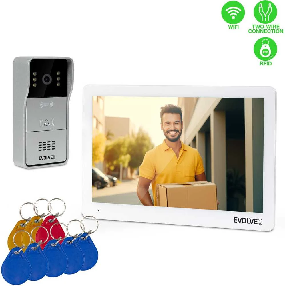 EVOLVEO DoorPhone 10-2W - 2 laidų vaizdo domofonas su programėle, 32 GB atmintimi