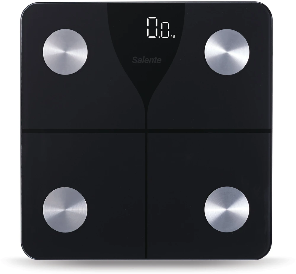 „Evolveo Salente SlimFit“ asmeninės diagnostinės fitneso svarstyklės su „Bluetooth“ ir juodos spalvos