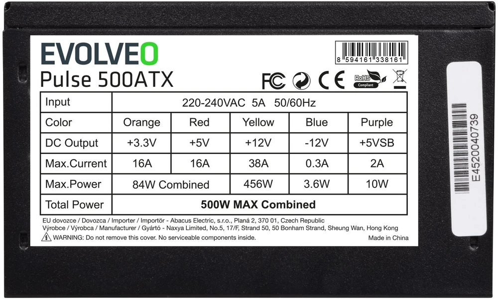 Maitinimo šaltinis Evolveo Pulse 500ATX 500 W (EP500PP12B)